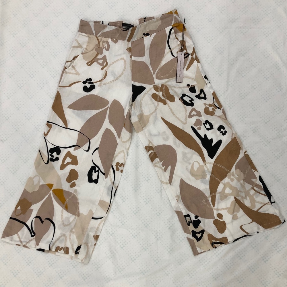 NWT Women linen pants, midi long, ankle and flare, high waist